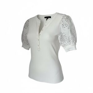 White House Black Market White Lace Sleeve Women's Top